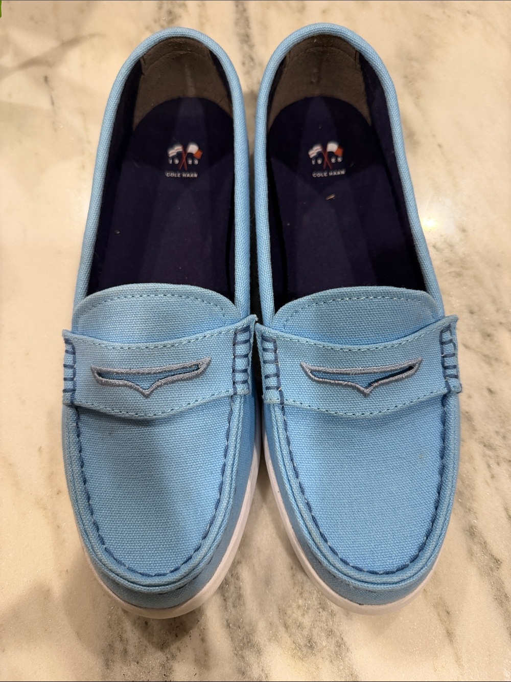 Cole Haan Light Blue Canvas Slip-On Loafers 8.5
